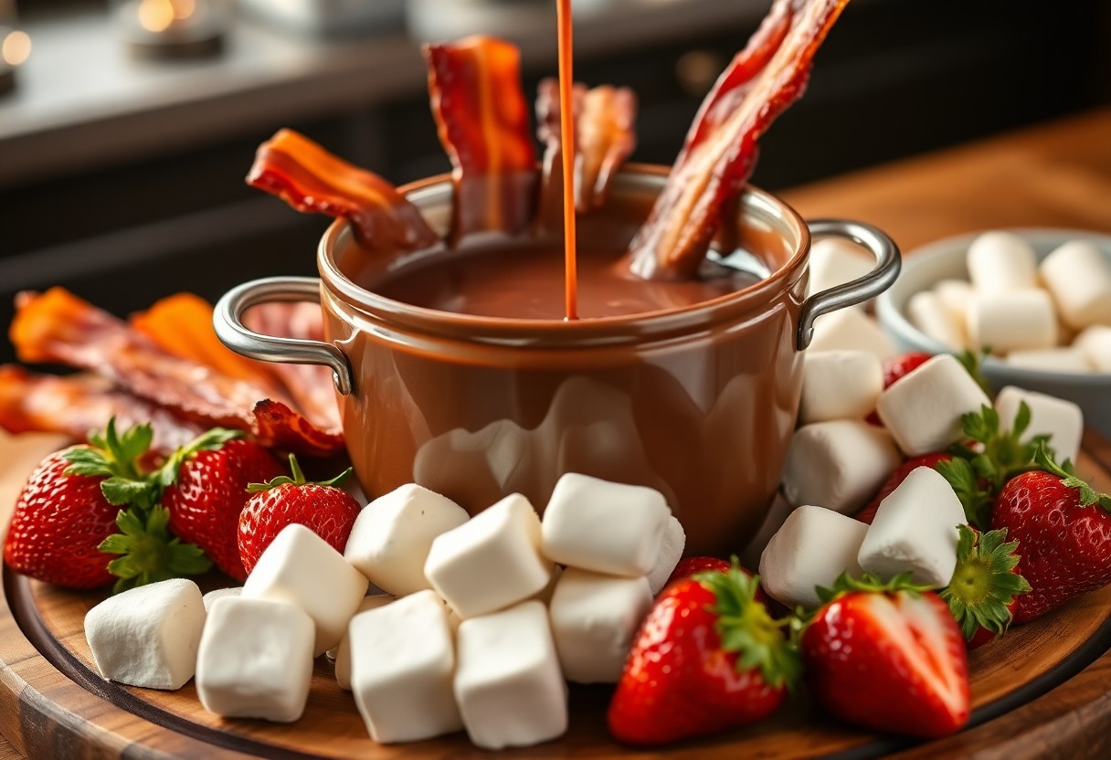 Bacon Chocolate Fondue with Dippers