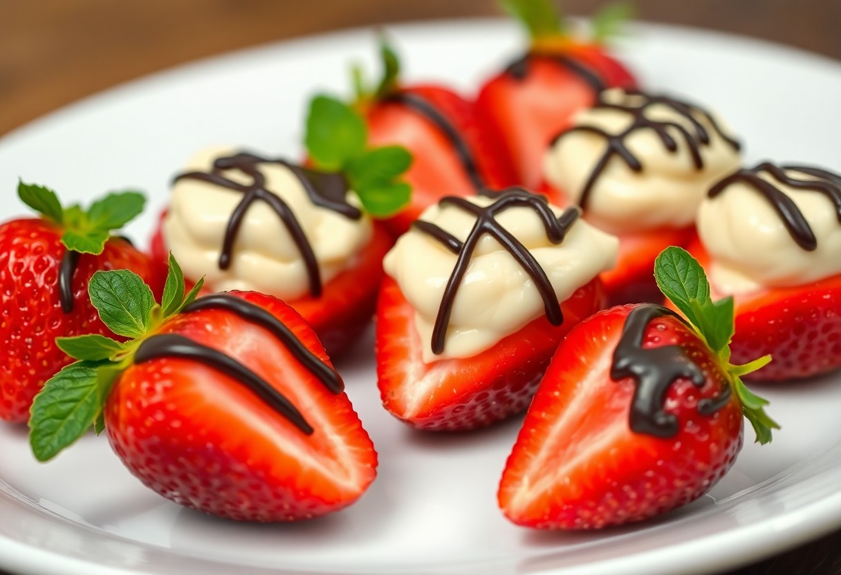 Cheesecake-Stuffed Strawberries with Chocolate Drizzle