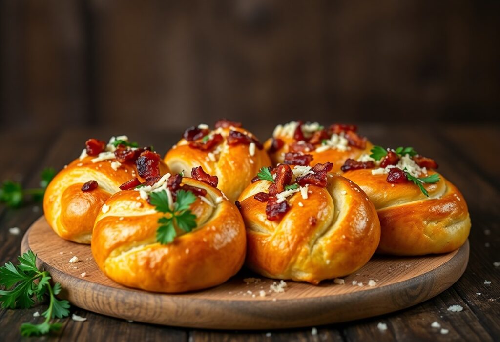 Cheesy Ranch Garlic Knots with Bacon Topping – fbrecipes.com