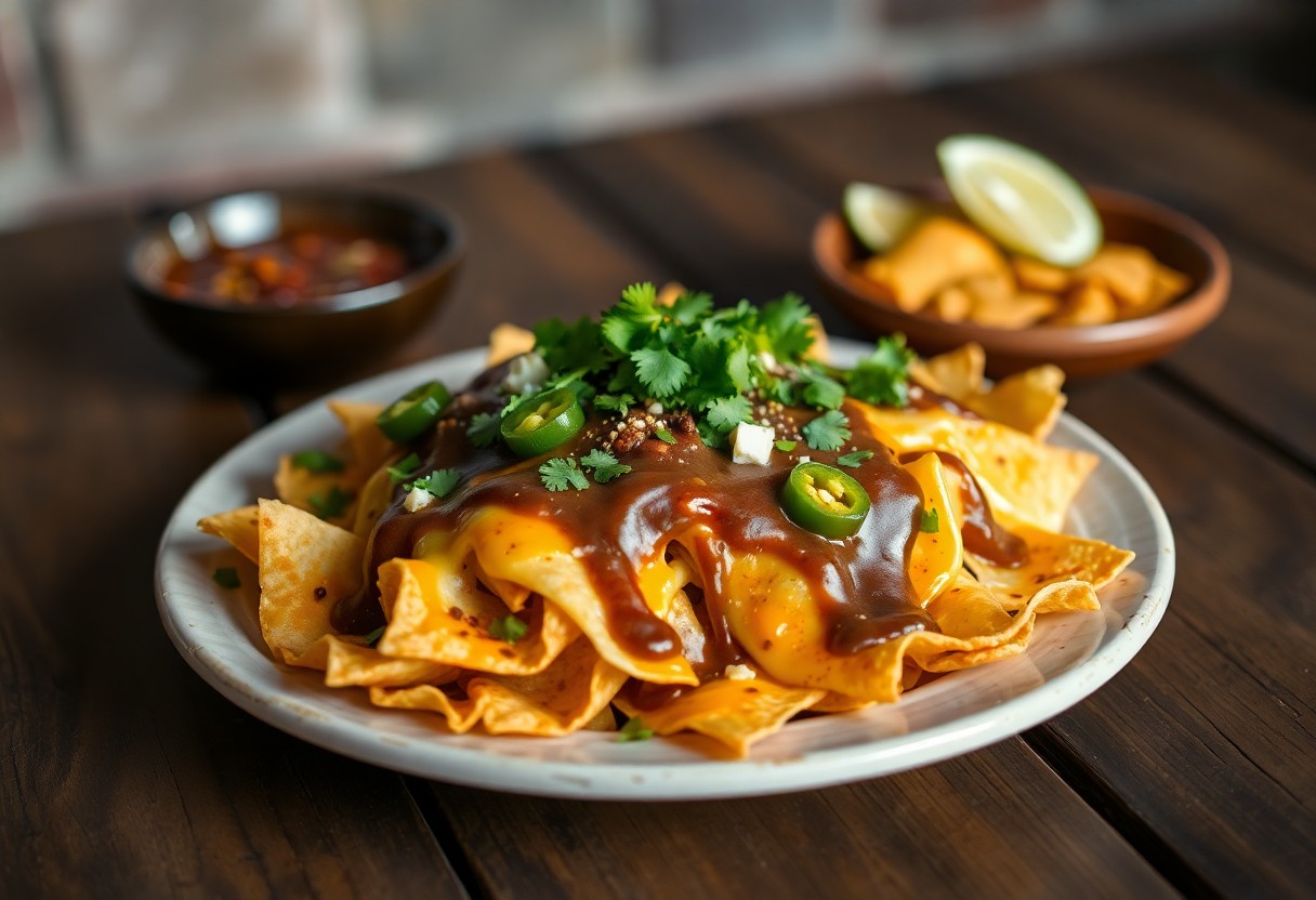 Loaded Nachos with Chocolate Mole Sauce