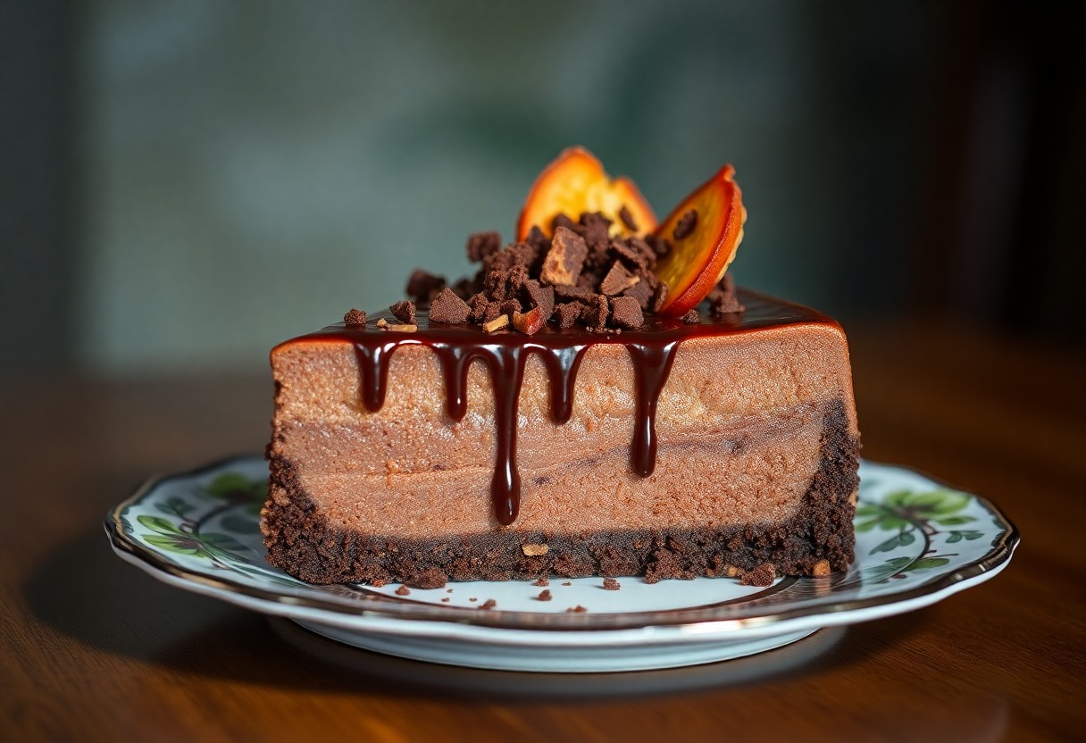 Triple Chocolate Cheesecake with Bacon Crust