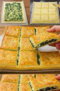 Spinach and Cheese Puff Pastry Squares