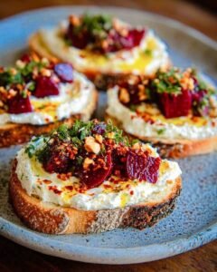 Spicy Honey Whipped Feta with Roasted Beets