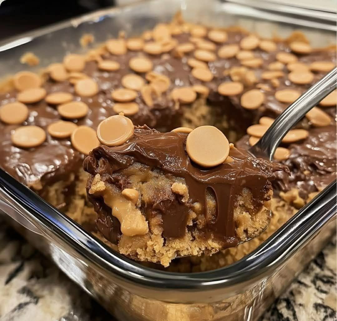 Chocolate Peanut Butter Dump Cake with Peanut Butter Cups