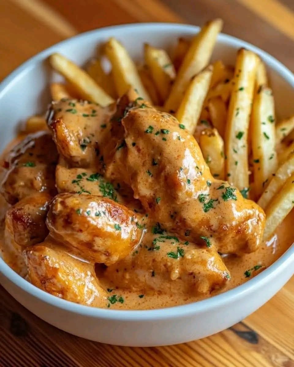 Smoked Paprika Chicken with Cream Sauce and Oven Fries