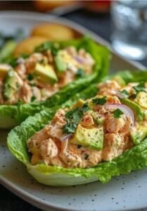 Avocado Chicken Salad Lettuce Wraps