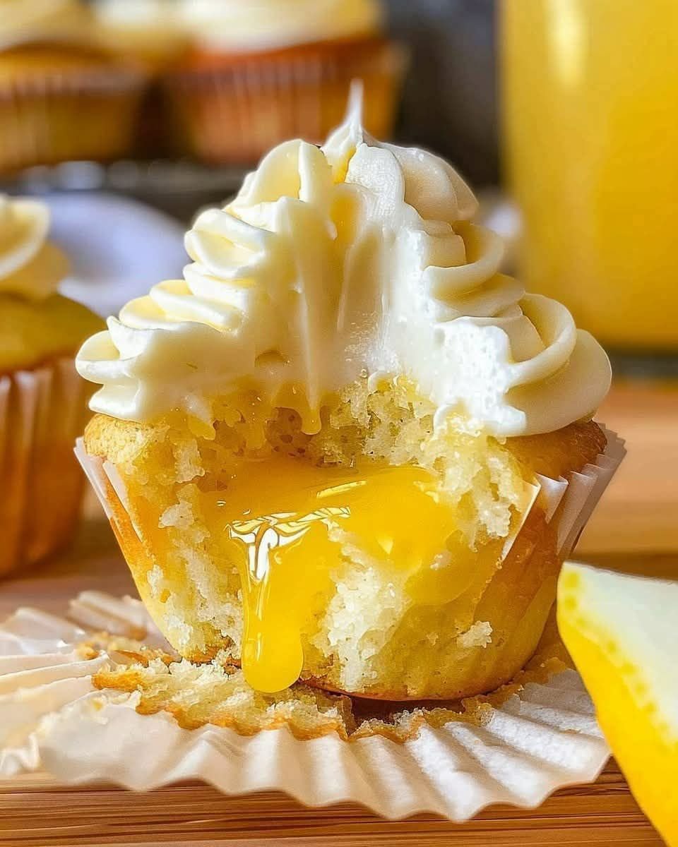Bakery-Style Lemon Cupcakes with Homemade Lemon Curd Center