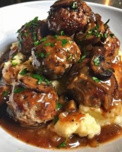 Beef Meatballs in Mushroom Sauce