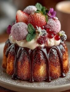 Chocolate Ganache Bundt Cake with Fresh Berries