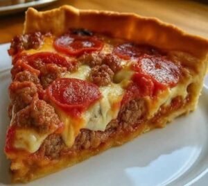 Deep Hamburger Beef Sausage & Pepperoni Pie