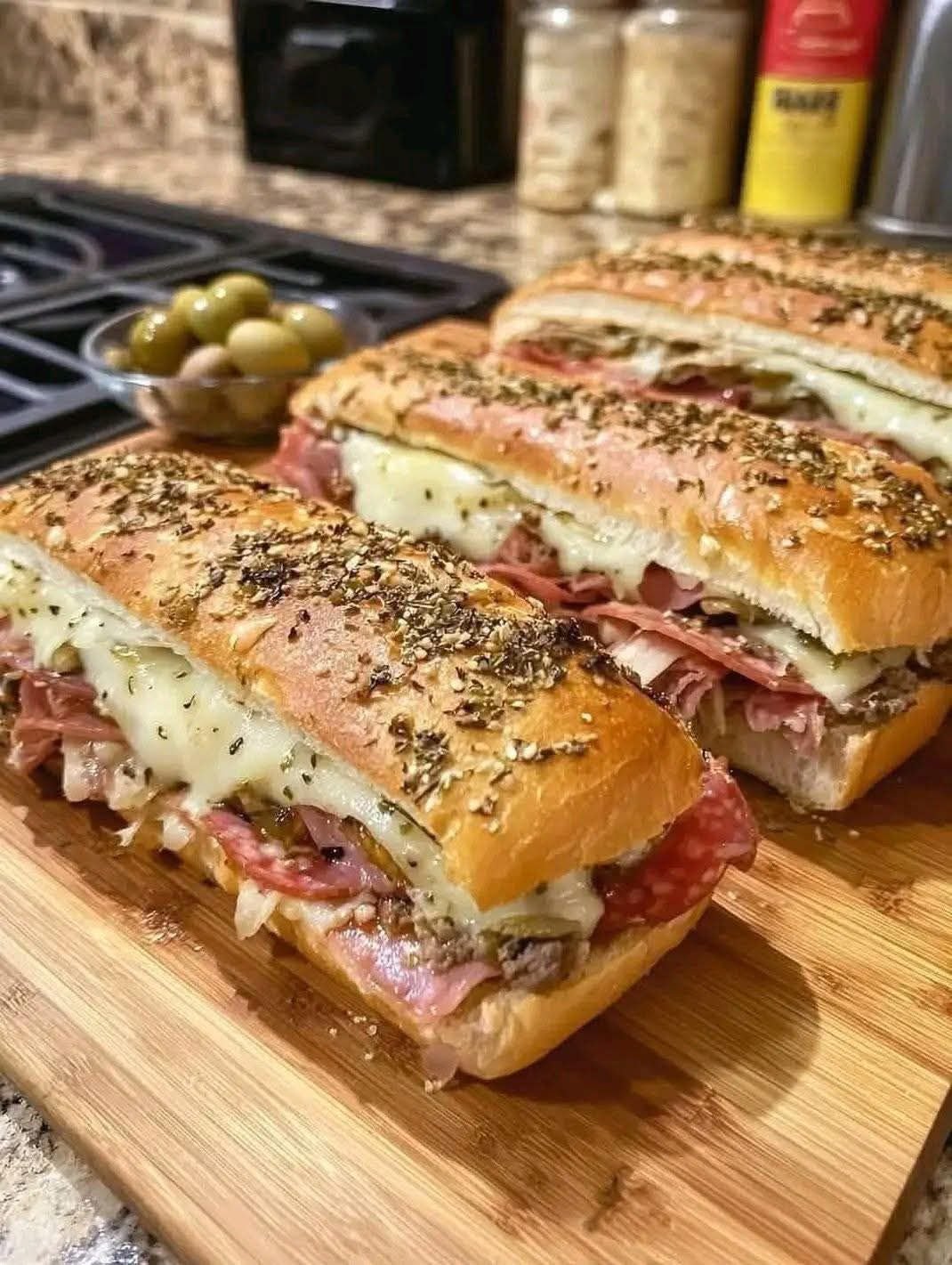 Giant Muffaletta Italian Sandwich (Loaded Deli Meats & Olive Salad Classic)