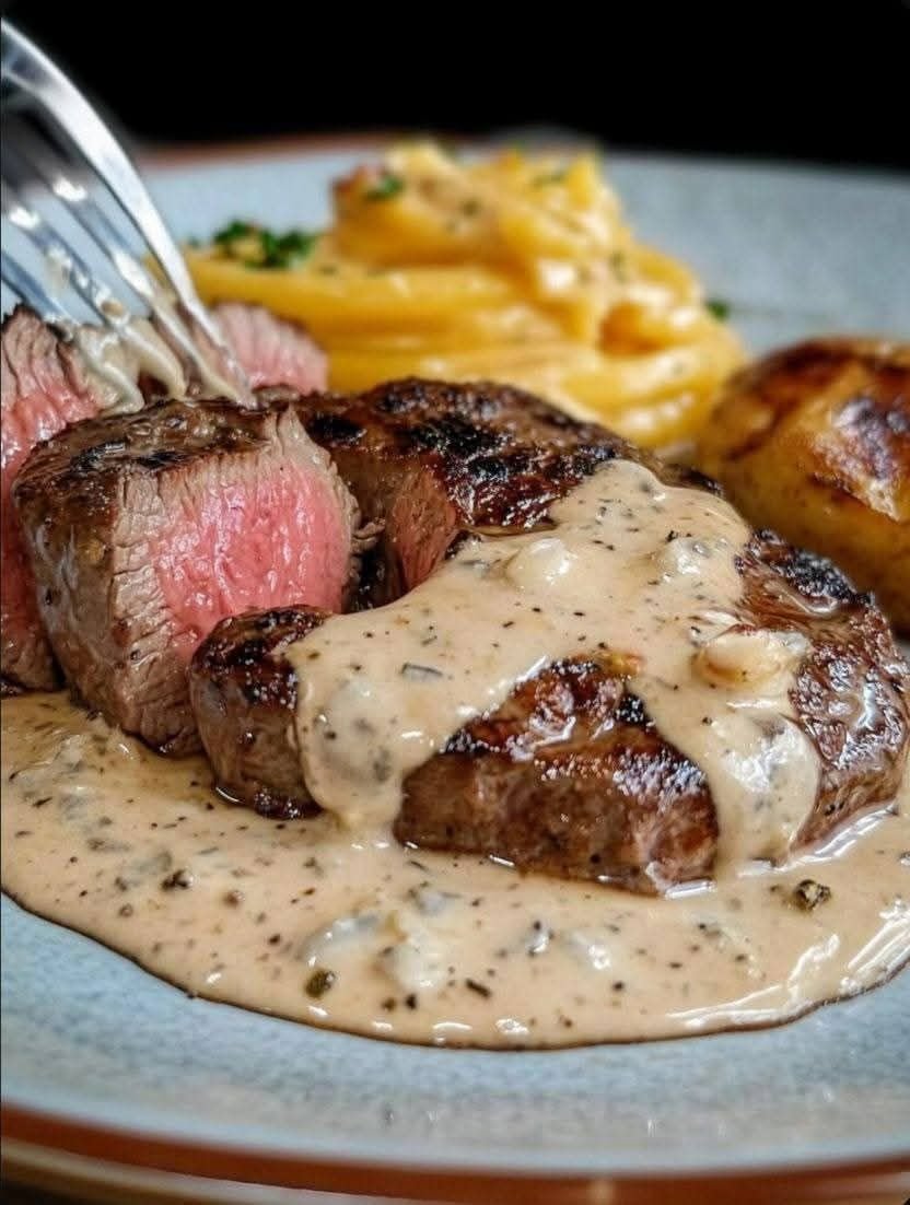 Perfectly Seared Steak with Creamy Garlic Parmesan Sauce