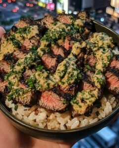 Grilled Steak Rice Bowls with Chimichurri