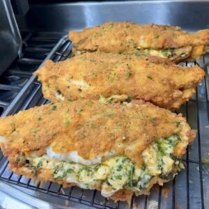 Stuffed Fried Catfish with Spinach and Cheese