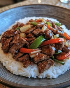 Beef and Pepper Stir-Fry with Rice
