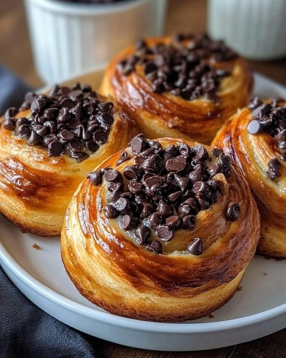 Easy Chocolate Chip Vanilla Custard Brioche Rolls Recipe