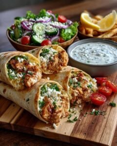 Greek Chicken Wraps with Tahini Sauce
