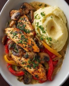 Ultimate Garlic Herb Chicken with Mushrooms and Creamy Mashed Potatoes