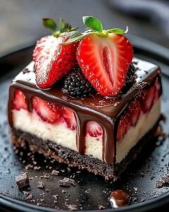 Chocolate Strawberry Cheesecake Bars