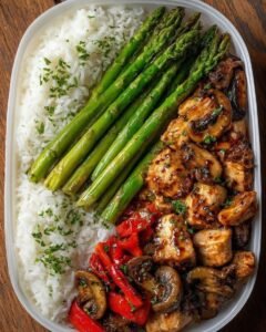 Ultimate Teriyaki Chicken with Mushrooms, Asparagus and Rice