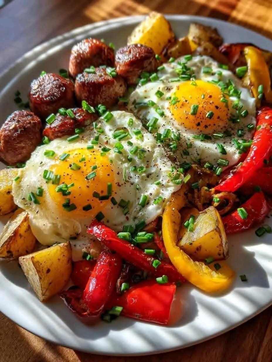 Easy Sausage & Potato Hash with Sunny-Side-Up Eggs