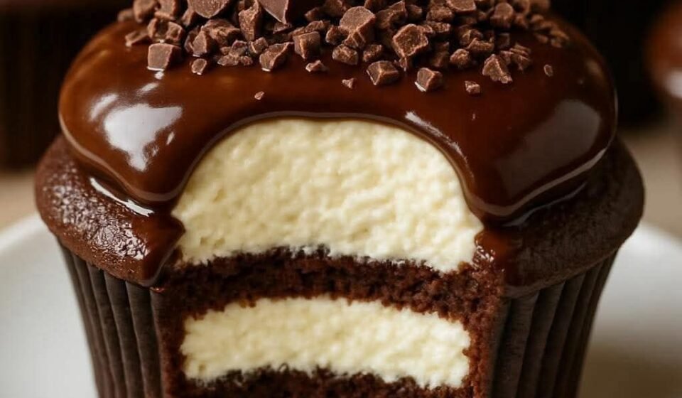 The Ultimate Chocolate Cheesecake Stuffed Cupcakes