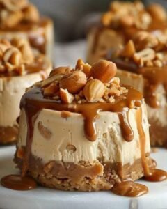 Mini Caramel Peanut Butter Cheesecakes