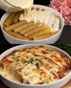 Baked Meat Cannelloni with Creamy Sauce