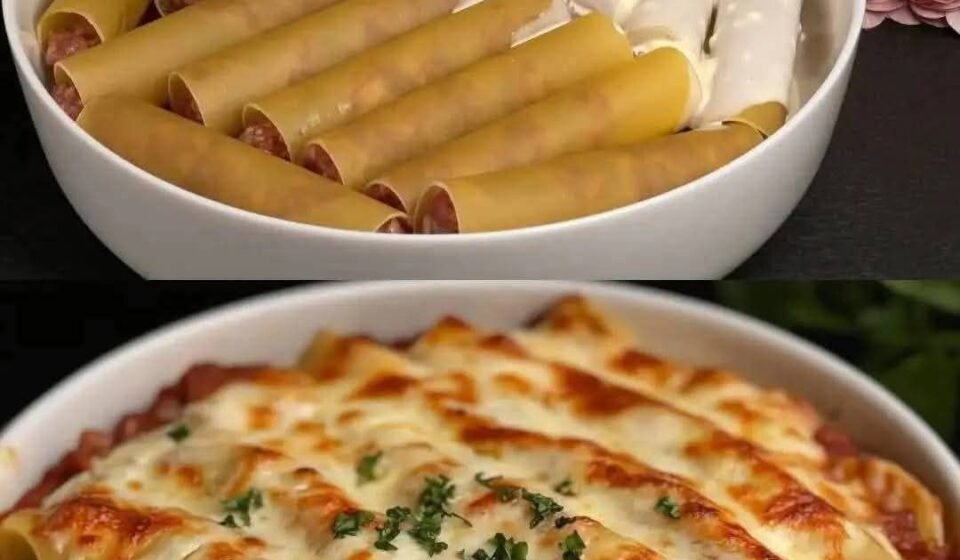 Italian-Style Meat Cannelloni with White Sauce