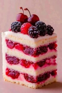 Summer Berry Layer Cake Slice