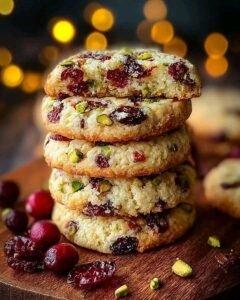 Cranberry Pistachio Snow Cookies