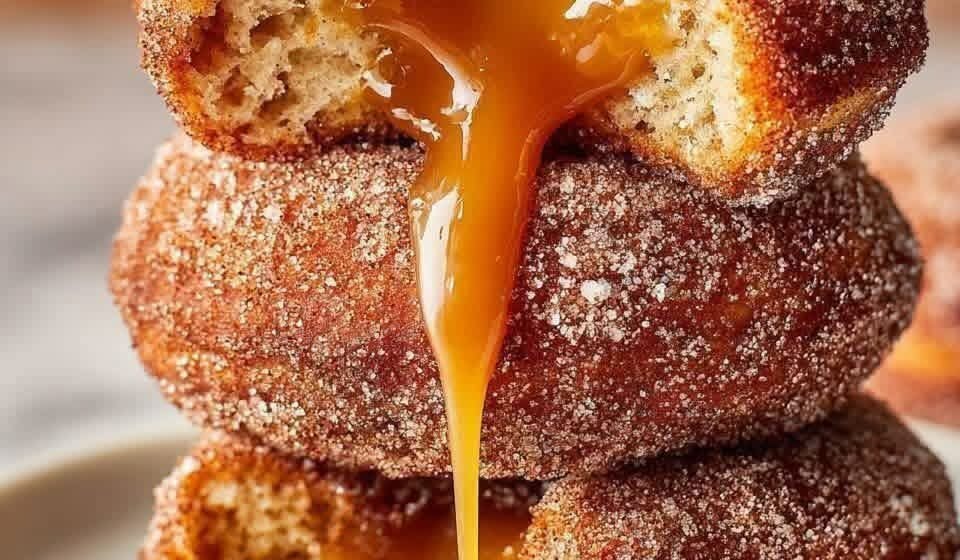 Homemade Apple Cider Donuts with Gooey Caramel Centers